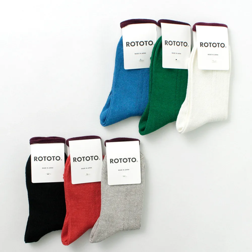 ROTOTO Socks^/ R1462 Short linen cotton ribbed socks