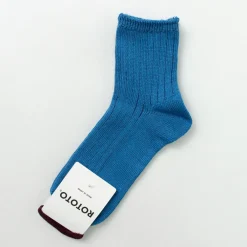ROTOTO Socks^/ R1462 Short linen cotton ribbed socks