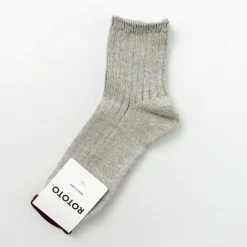 ROTOTO Socks^/ R1462 Short linen cotton ribbed socks