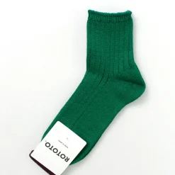 ROTOTO Socks^/ R1462 Short linen cotton ribbed socks