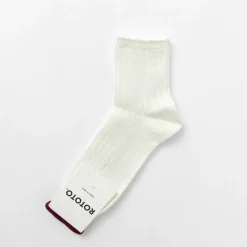 ROTOTO Socks^/ R1462 Short linen cotton ribbed socks