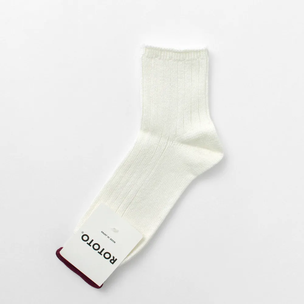 ROTOTO Socks^/ R1462 Short linen cotton ribbed socks