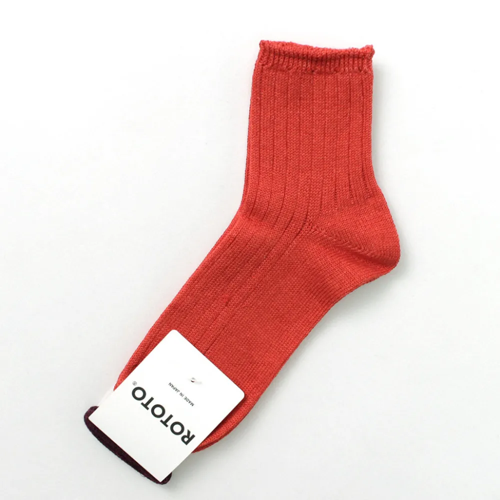 ROTOTO Socks^/ R1462 Short linen cotton ribbed socks