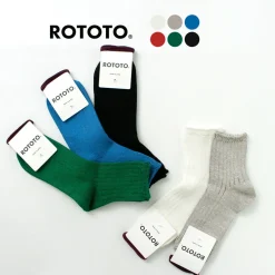 ROTOTO Socks^/ R1462 Short linen cotton ribbed socks