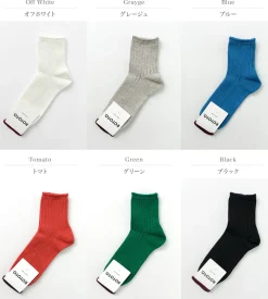 ROTOTO Socks^/ R1462 Short linen cotton ribbed socks
