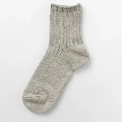 ROTOTO Socks^/ R1462 Short linen cotton ribbed socks