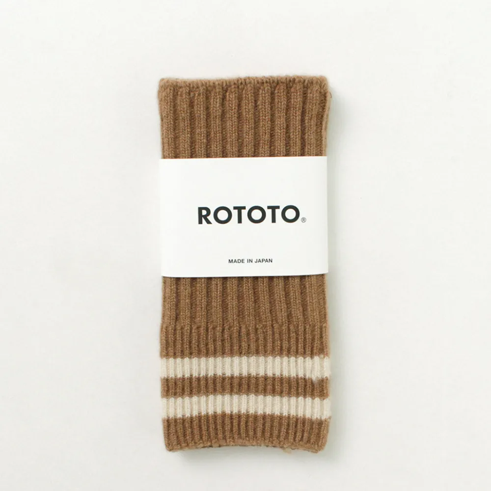 ROTOTO Gloves^/ Striped Seamless Hand Warmer Merino Lamb Wool
