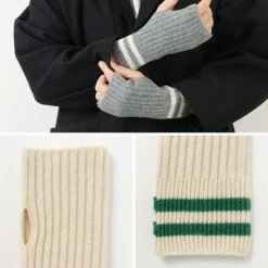 ROTOTO Gloves^/ Striped Seamless Hand Warmer Merino Lamb Wool