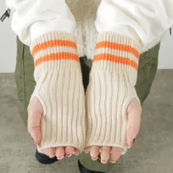 ROTOTO Gloves^/ Striped Seamless Hand Warmer Merino Lamb Wool