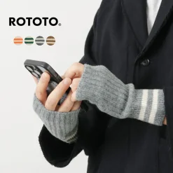ROTOTO Gloves^/ Striped Seamless Hand Warmer Merino Lamb Wool