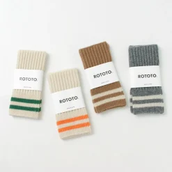 ROTOTO Gloves^/ Striped Seamless Hand Warmer Merino Lamb Wool