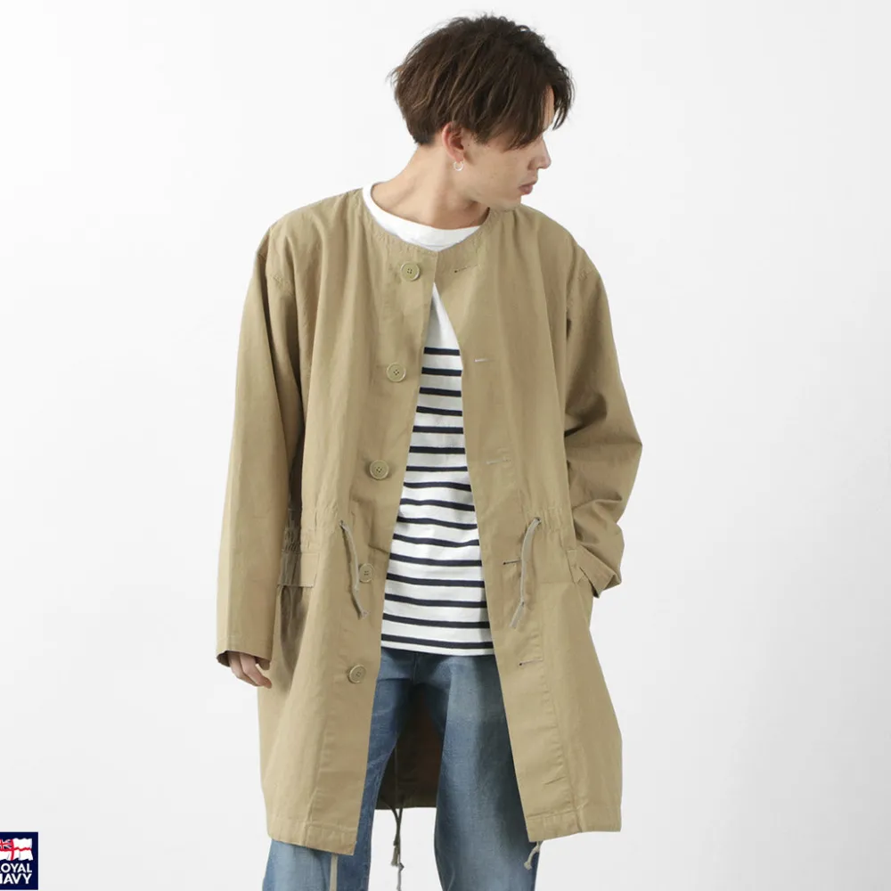 ROYAL NAVY Coats^/ Snow camo collarless overcoat