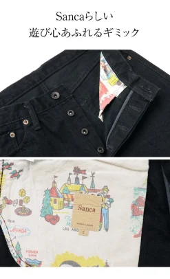 SANCA Jeans^/ denim tapered 5P trousers black