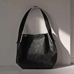 SENTI Shoulder Bags^/ Dyneema Leather Box Type Shoulder Bag black