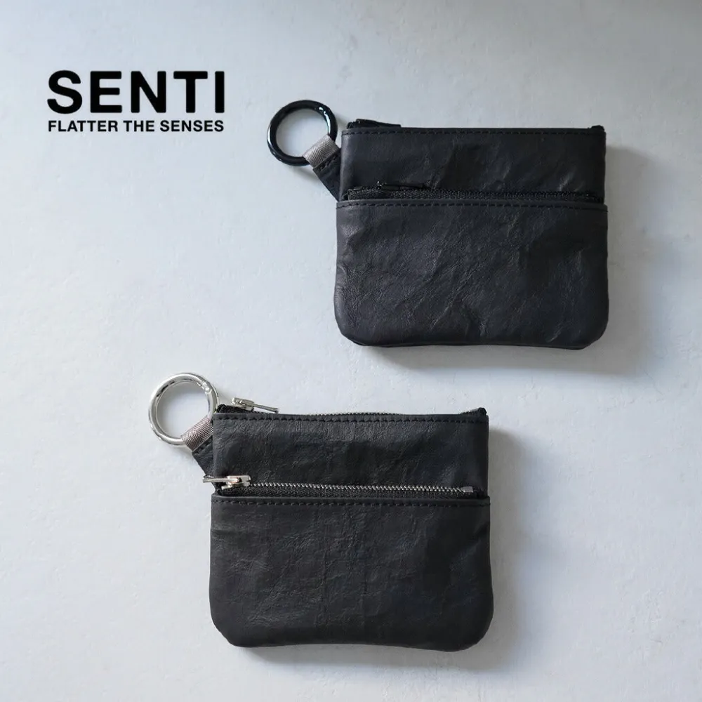 SENTI Other Bags^/ Dyneema Leather Double Zipper Pouch