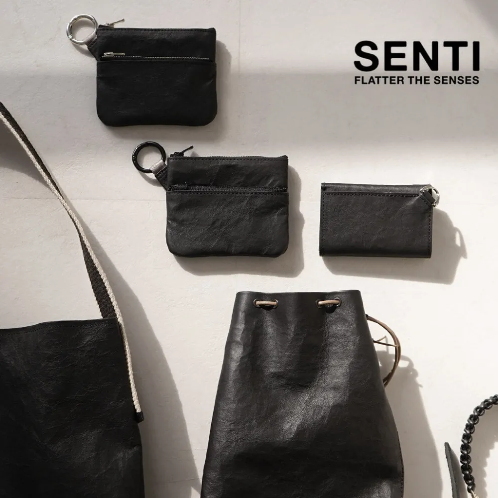 SENTI Other Bags^/ Dyneema Leather Double Zipper Pouch