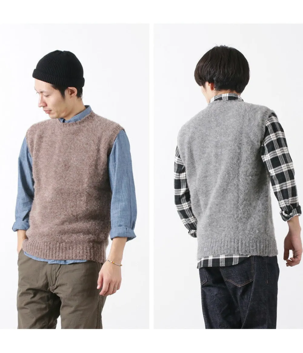 SHETLANDWOOLLENCO Knits^/ Plain Shaggy Dog Crew Neck Knits Vest
