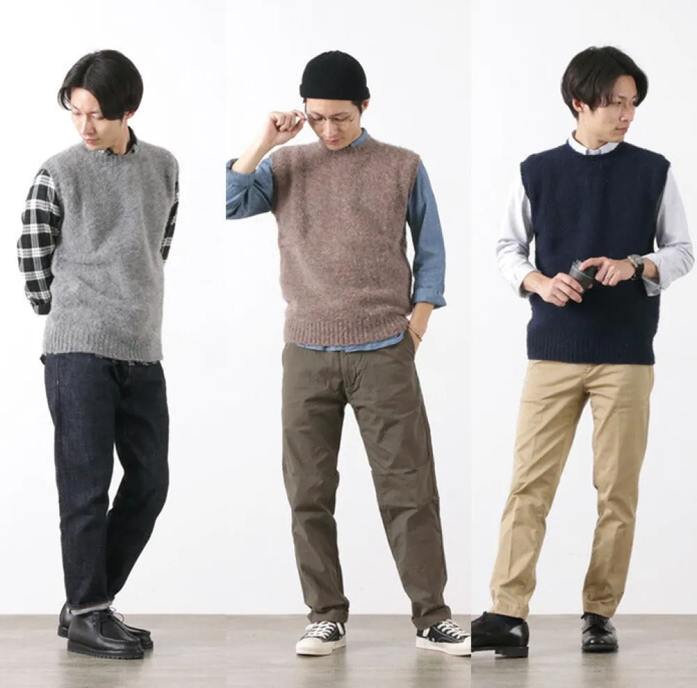 SHETLANDWOOLLENCO Knits^/ Plain Shaggy Dog Crew Neck Knits Vest