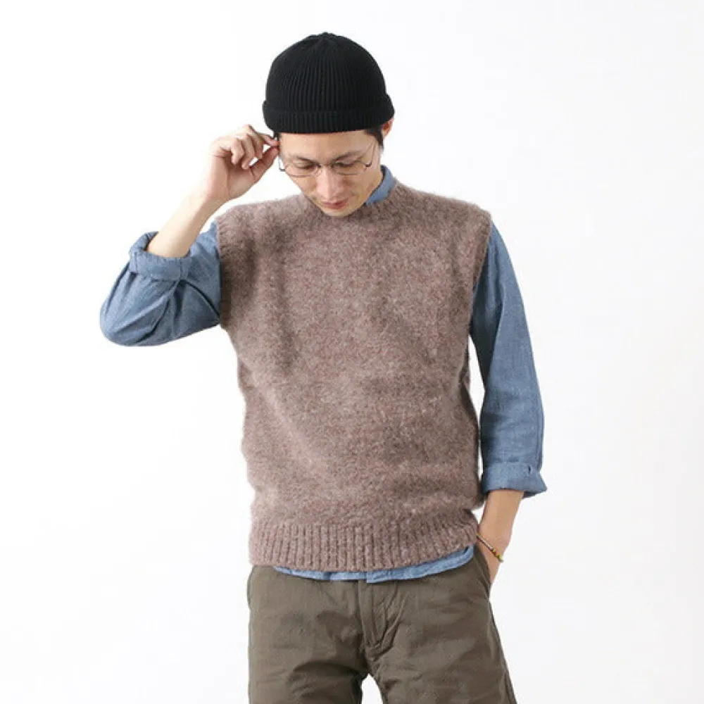 SHETLANDWOOLLENCO Knits^/ Plain Shaggy Dog Crew Neck Knits Vest