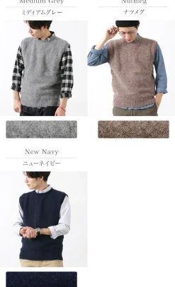 SHETLANDWOOLLENCO Knits^/ Plain Shaggy Dog Crew Neck Knits Vest