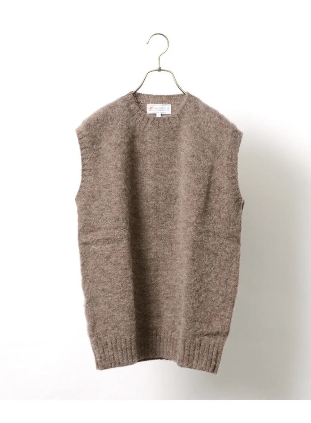 SHETLANDWOOLLENCO Knits^/ Plain Shaggy Dog Crew Neck Knits Vest
