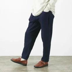 SLOW HANDS Trousers^/ Denim Stretch Pile Wandering Pants navy