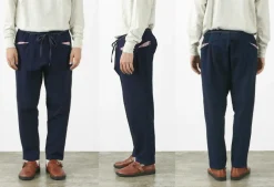 SLOW HANDS Trousers^/ Denim Stretch Pile Wandering Pants navy