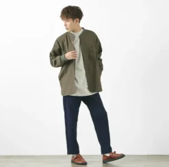SLOW HANDS Trousers^/ Denim Stretch Pile Wandering Pants navy