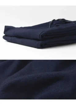 SLOW HANDS Trousers^/ Denim Stretch Pile Wandering Pants navy