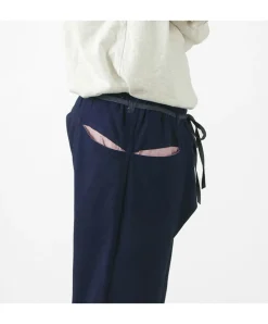 SLOW HANDS Trousers^/ Denim Stretch Pile Wandering Pants navy