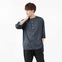 SLOW HANDS T-Shirts^/ Henry Neck Combi T-Shirt