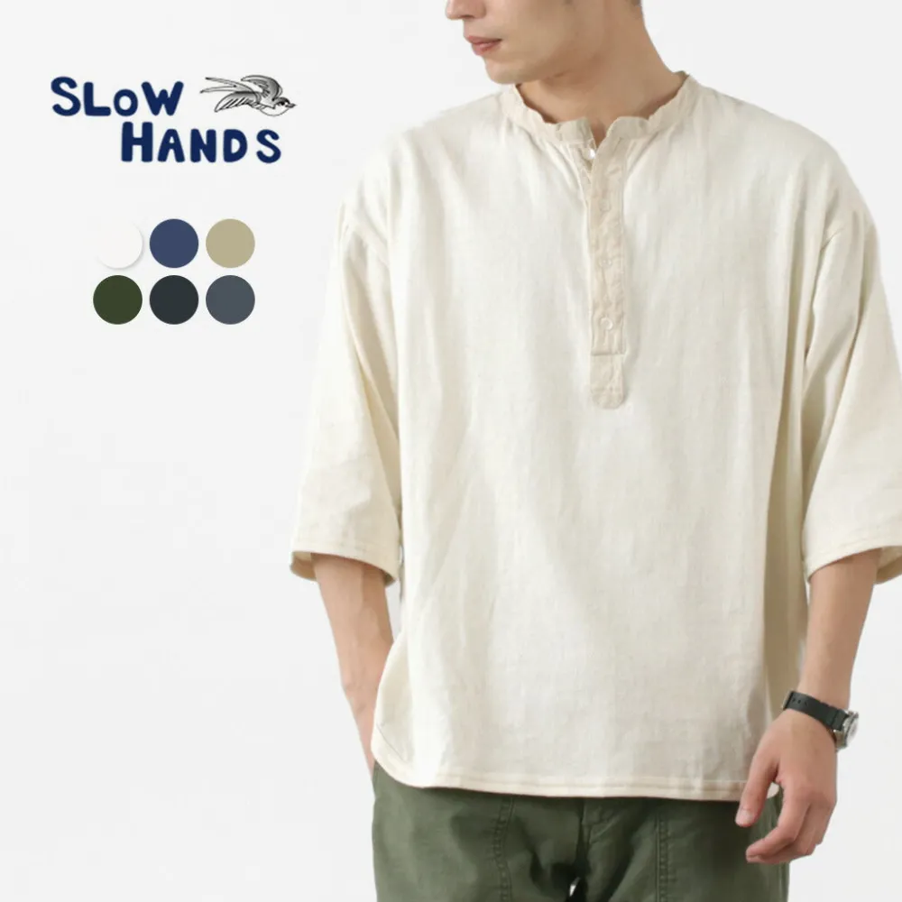 SLOW HANDS T-Shirts^/ Henry Neck Combi T-Shirt