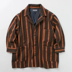 SLOW HANDS Coats^/ Old School Stripe Loose Fit Coverall Coat dark-brown