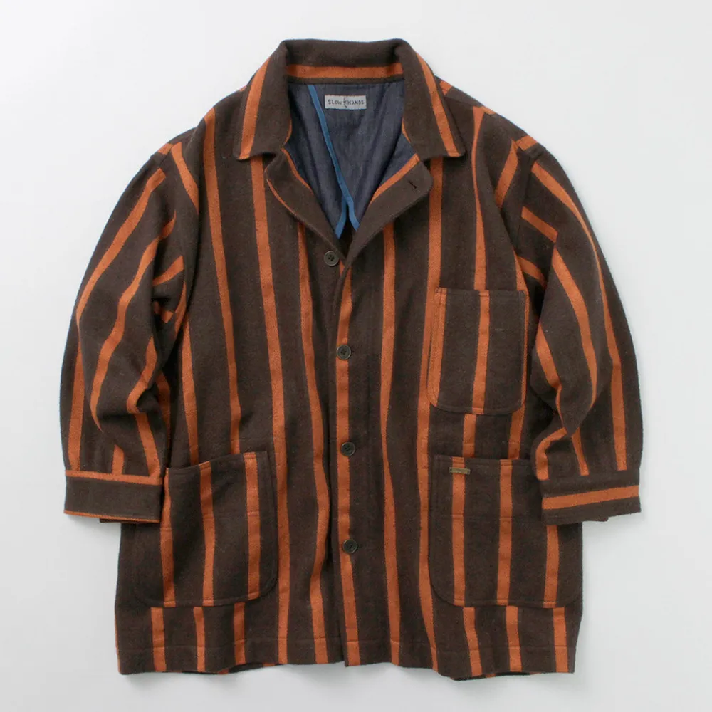 SLOW HANDS Coats^/ Old School Stripe Loose Fit Coverall Coat dark-brown