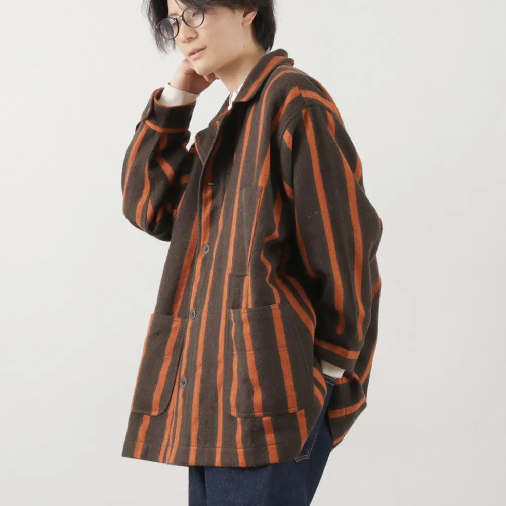 SLOW HANDS Coats^/ Old School Stripe Loose Fit Coverall Coat dark-brown