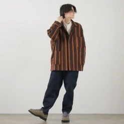 SLOW HANDS Coats^/ Old School Stripe Loose Fit Coverall Coat dark-brown