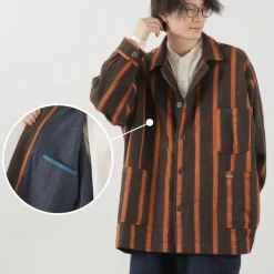 SLOW HANDS Coats^/ Old School Stripe Loose Fit Coverall Coat dark-brown