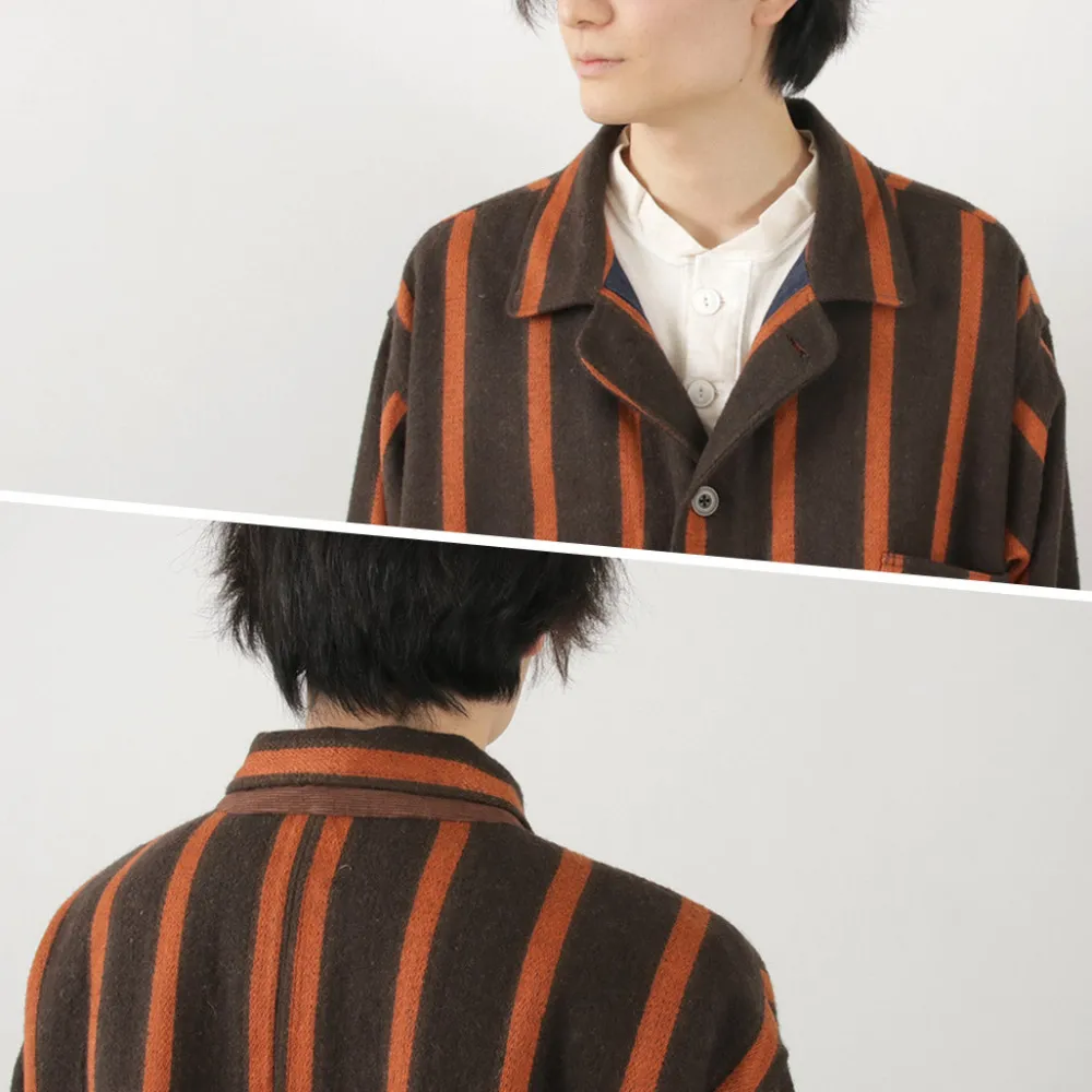 SLOW HANDS Coats^/ Old School Stripe Loose Fit Coverall Coat dark-brown
