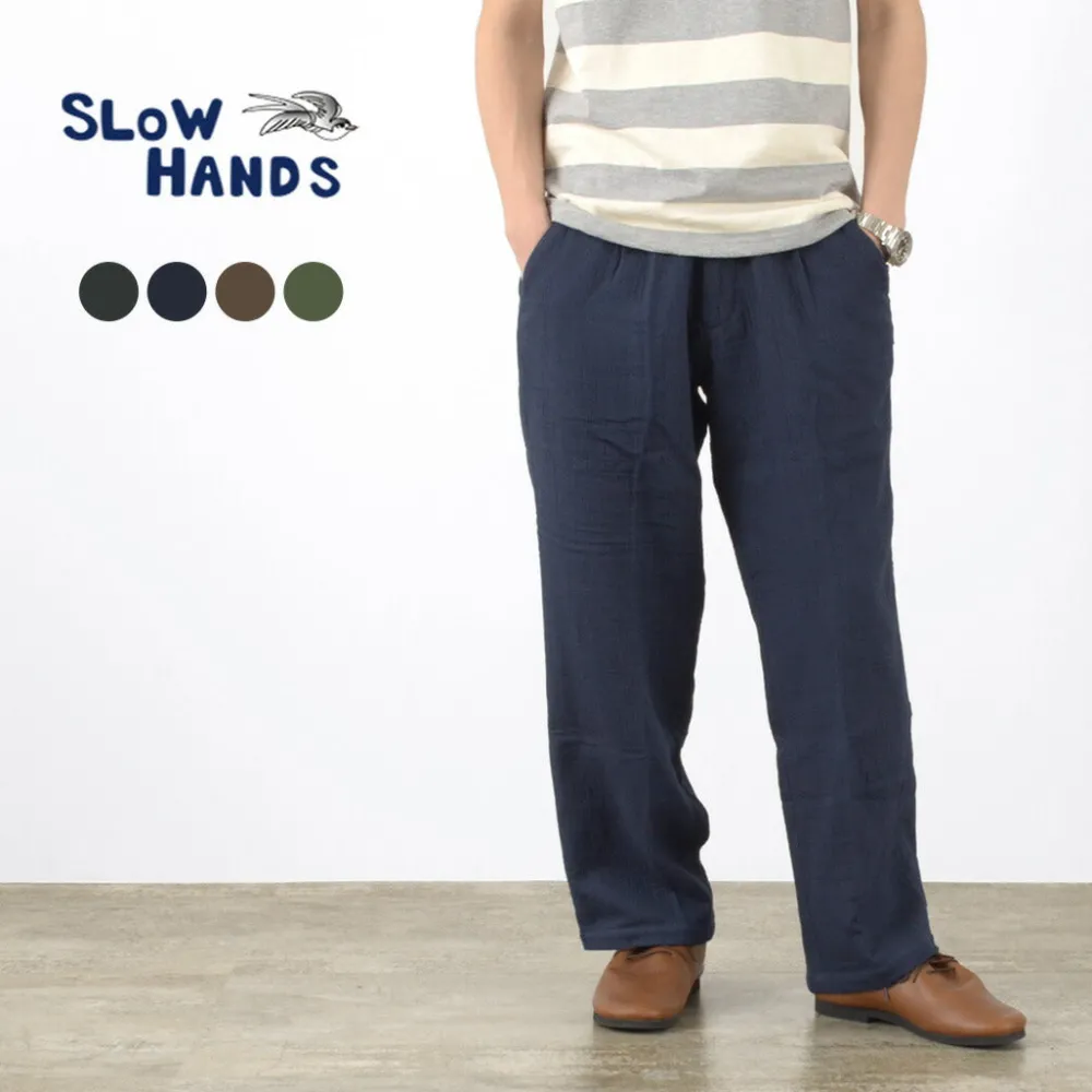 SLOW HANDS Trousers^/ Triple gauze tuck work trousers