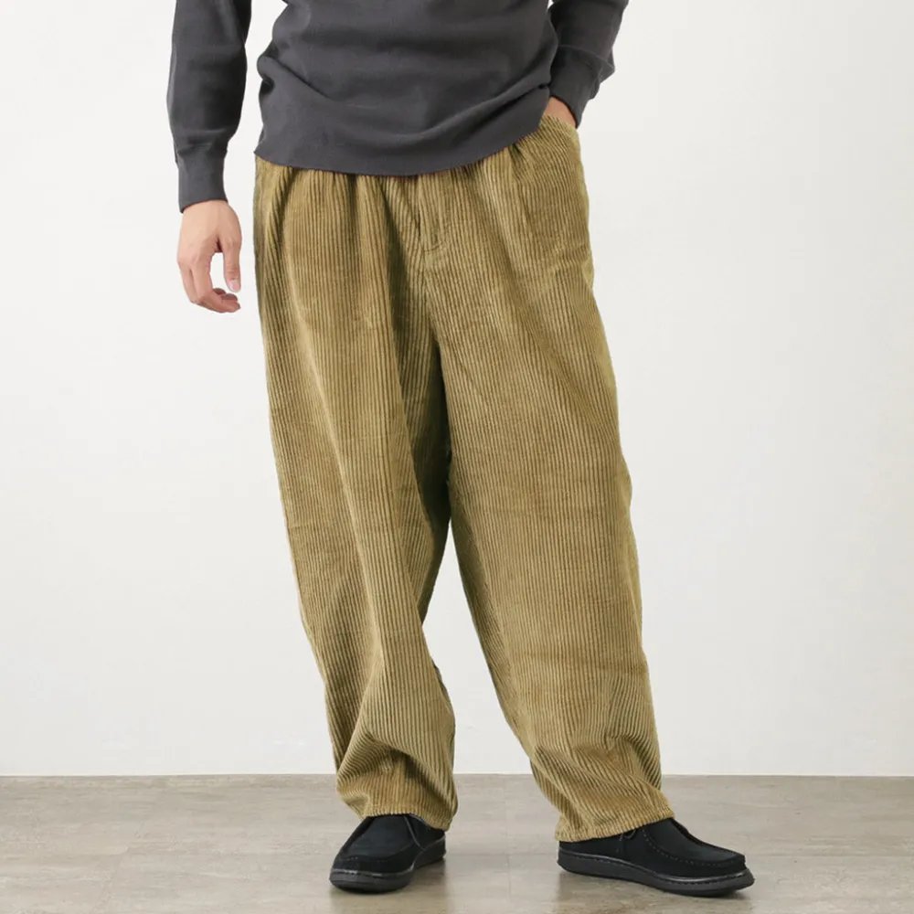 SLOW HANDS Trousers^/ Wide Corduroy Poofy Tuck Pants