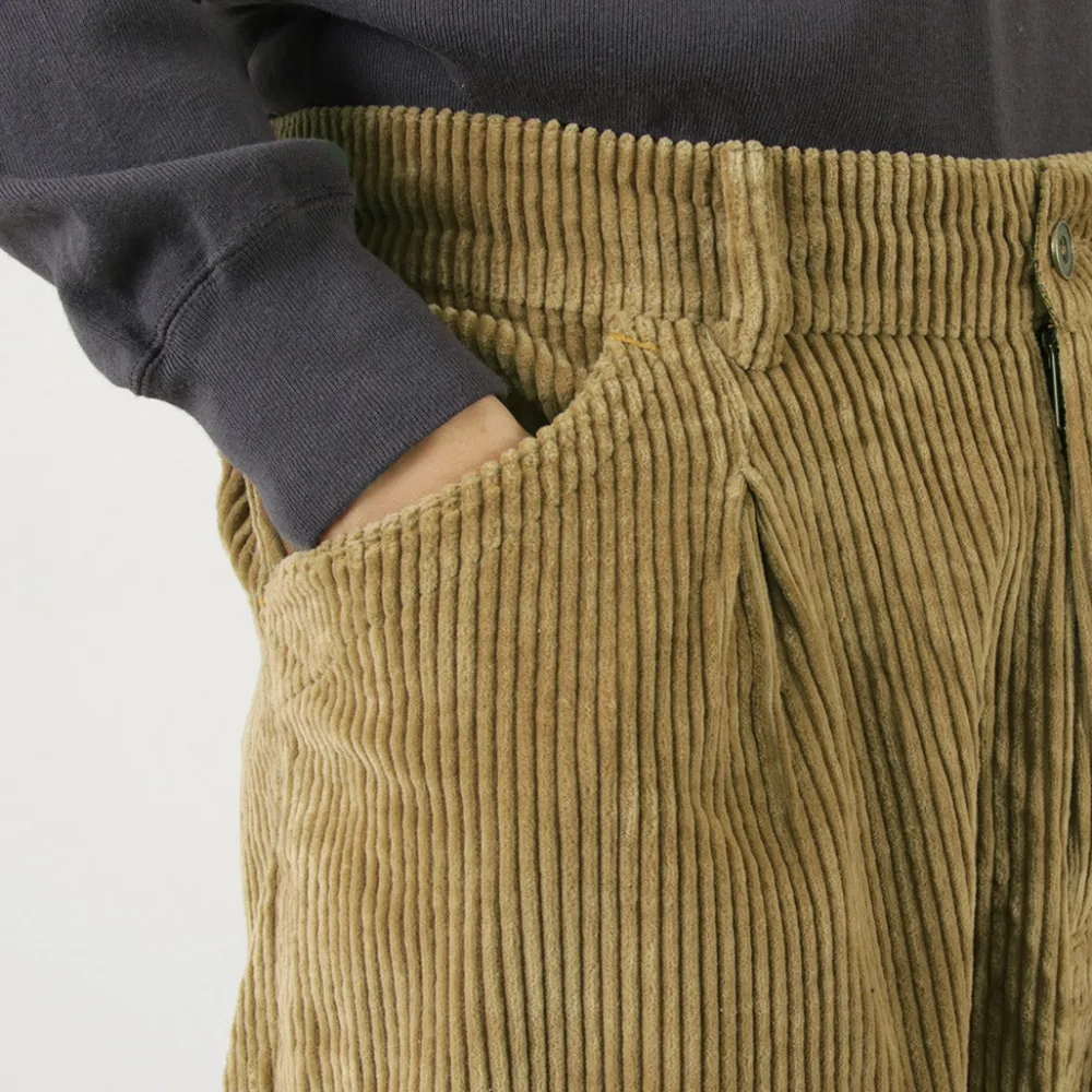SLOW HANDS Trousers^/ Wide Corduroy Poofy Tuck Pants