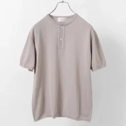 SOGLIA T-Shirts^/ Cotton Fitted Seamless Henry Neck Knit Tee