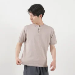 SOGLIA T-Shirts^/ Cotton Fitted Seamless Henry Neck Knit Tee