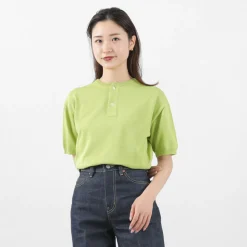 SOGLIA T-Shirts^/ Cotton Fitted Seamless Henry Neck Knit Tee