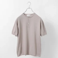 SOGLIA T-Shirts^/ Cotton Fitted Seamless Henry Neck Knit Tee