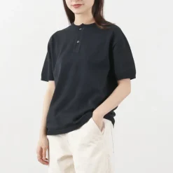 SOGLIA T-Shirts^/ Cotton Fitted Seamless Henry Neck Knit Tee
