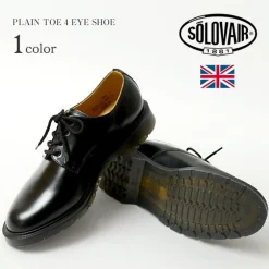SOLOVAIR Leather Shoes & Boots^/ Plain toe 4 eyelet shoes black
