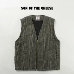 SON OF THE CHEESE Vests^/ Check Wool Vest black