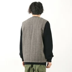 SON OF THE CHEESE Vests^/ Check Wool Vest black