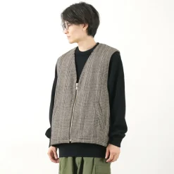 SON OF THE CHEESE Vests^/ Check Wool Vest black